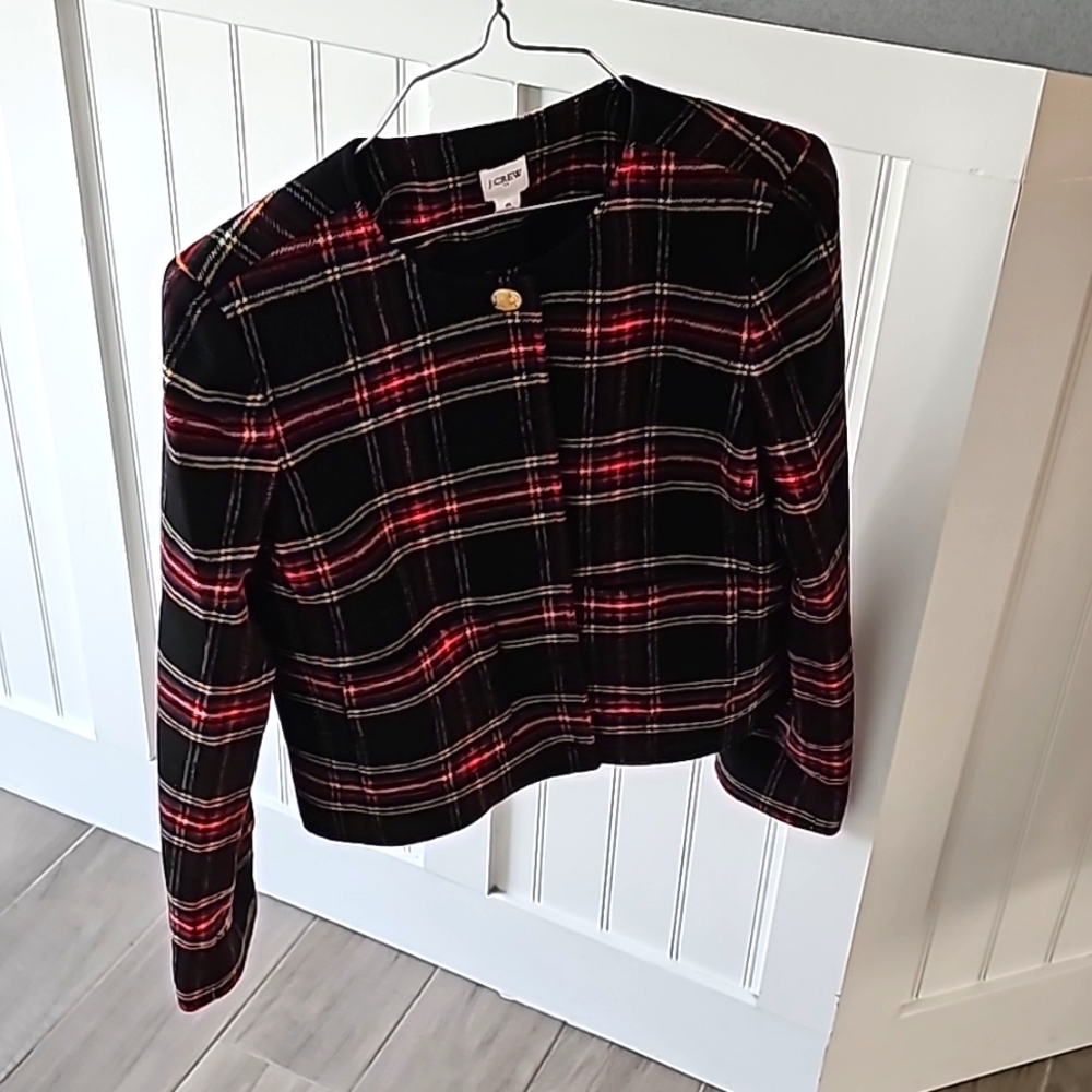 J. Crew wool blazer, tartan, size 6